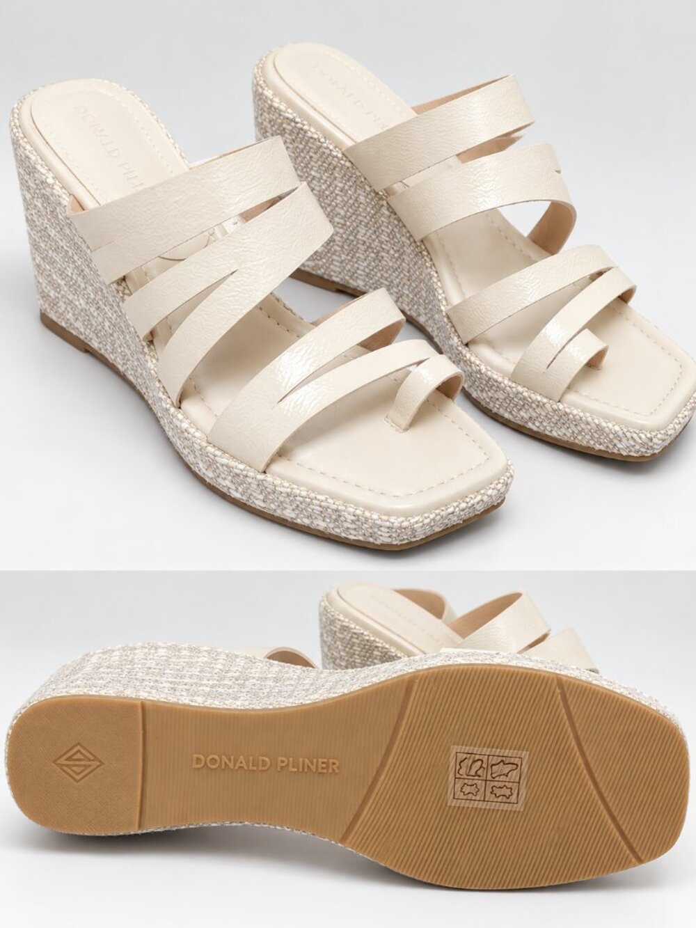 Donald Pliner ivory wedge slide sandals, women’s size 8.5
